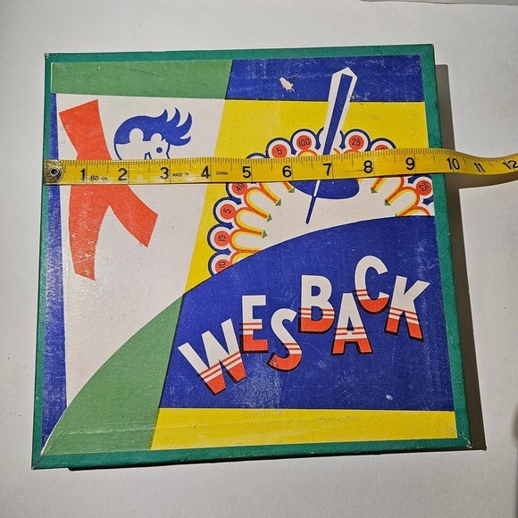 Vintage Wesback‎ Spinning Top Game Vibrant Cardboard Wood Spinner - Picture 9 of 9